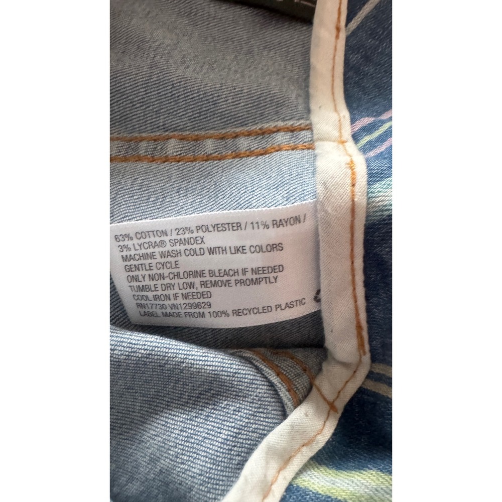 Wild Fable Blue Striped Denim Mini Skirt Size 2 Back Zip Stretch A-Line Retro - Picture 4 of 4